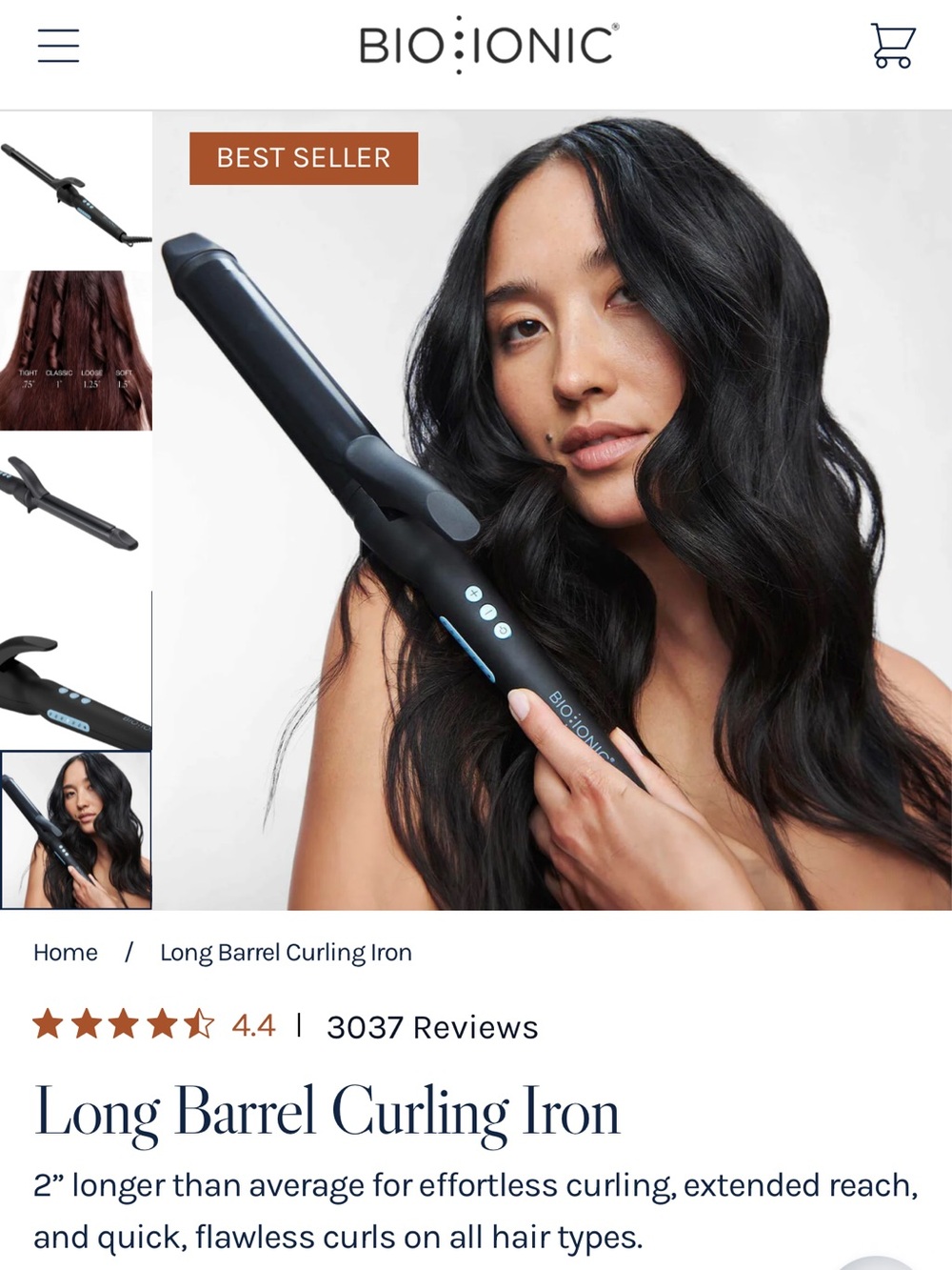 Bio Ionic 1.25 in Long Barrel Curling Iron